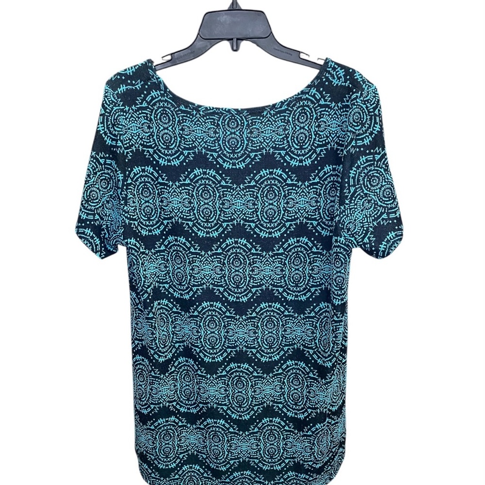 LuLaRoe Turquoise Blue and Black Short Sleeve Tee - Picture 2 of 9